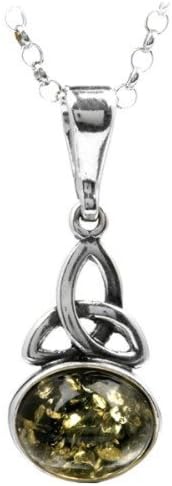 Ian and Valeri Co. Green Amber Sterling Silver Celtic Oval Pendant Earrings Necklace 18 inches - Image 2