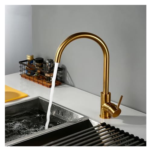 Robinet de cuisine en acier inoxydable old gold mitigeur évier monotrou cuisine tap
