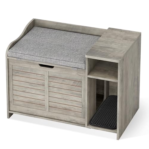 Cat Litter Box Enclosures Large Hidden Cat Litter Box Furniture Enclosure w/Top...