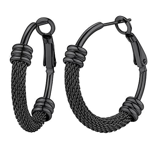 Chainshouse Huggie Small Hoop Earrings Women Punk Gothic Jewelry Cool 30Mm Stainless Steel Thick Black Hoops Earrings #TOP25