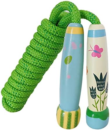 Jump Rope for Kids, Cotton Kids Jump Rope with Wooden Handle, Adjustable Length Skipping Rope for Girls Boys childrens students Kid Indoor and Outdoor Exercise Training Activity - 9.2 ft (Butterfly)