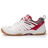 FJJLOVE Männer Badminton Schuhe, Profi-Tennisschuhe Leichte Sportschuhe Breathable Gym Fitness Indoor Sports Turnschuhe,Rot,43