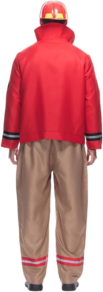 EraSpooky Men's Firefighter Costume Novelty Adult Fireman Uniform with Helmet