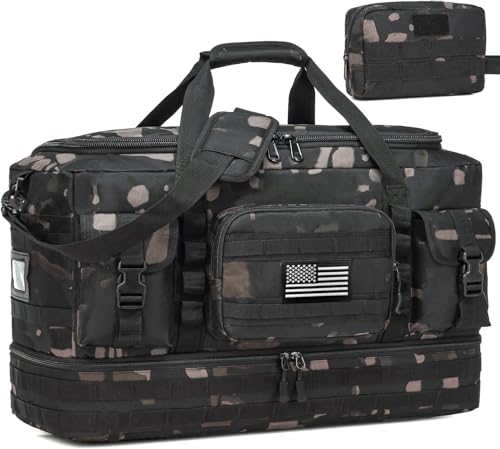 Tactical Duffle Bag - Gym Bag for Men with Shoe Compartment & Toiletry Bag