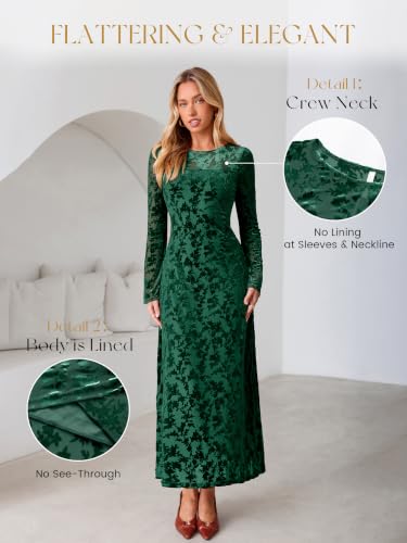 Simplee Womens Velvet Long Sleeve Fall Formal Wedding Guest Maxi Dress — view 4
