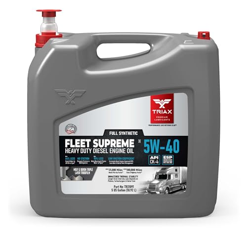 Triax Fleet Supreme 5W-40 API CK-4 Full Synthetic Heavy Duty Diesel Engine Oil | Moly Boron Friction Modified | Extended Drain (5 Gallon)