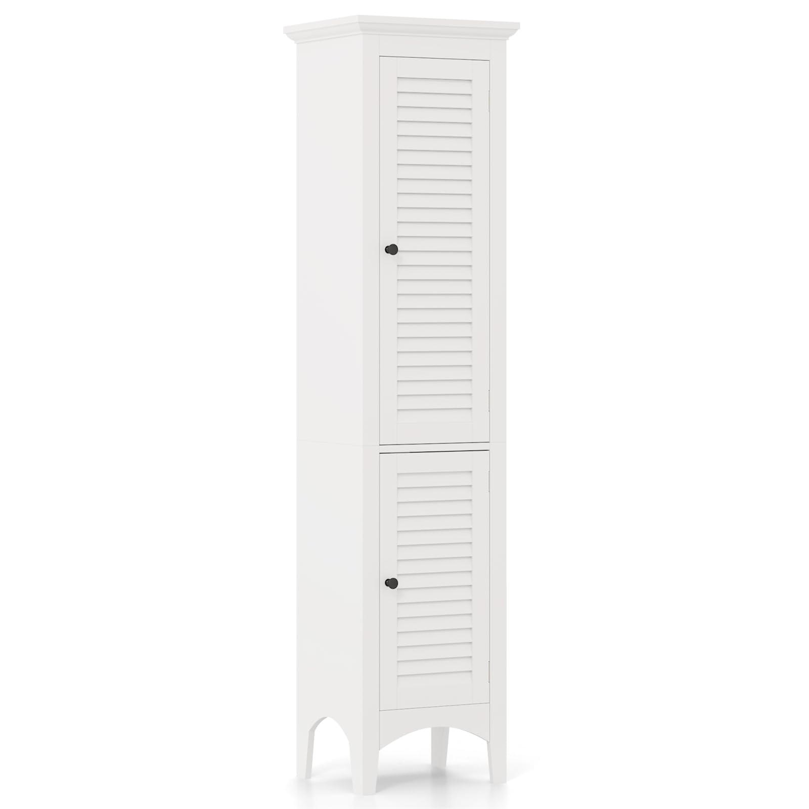 Giantex 63" Bathroom Tall Storage Cabinet - Narrow Freestanding Floor Cabinet with Doors, 5 Tier Shelves(1 Height Adjustable), Corner Pantry Cabinets