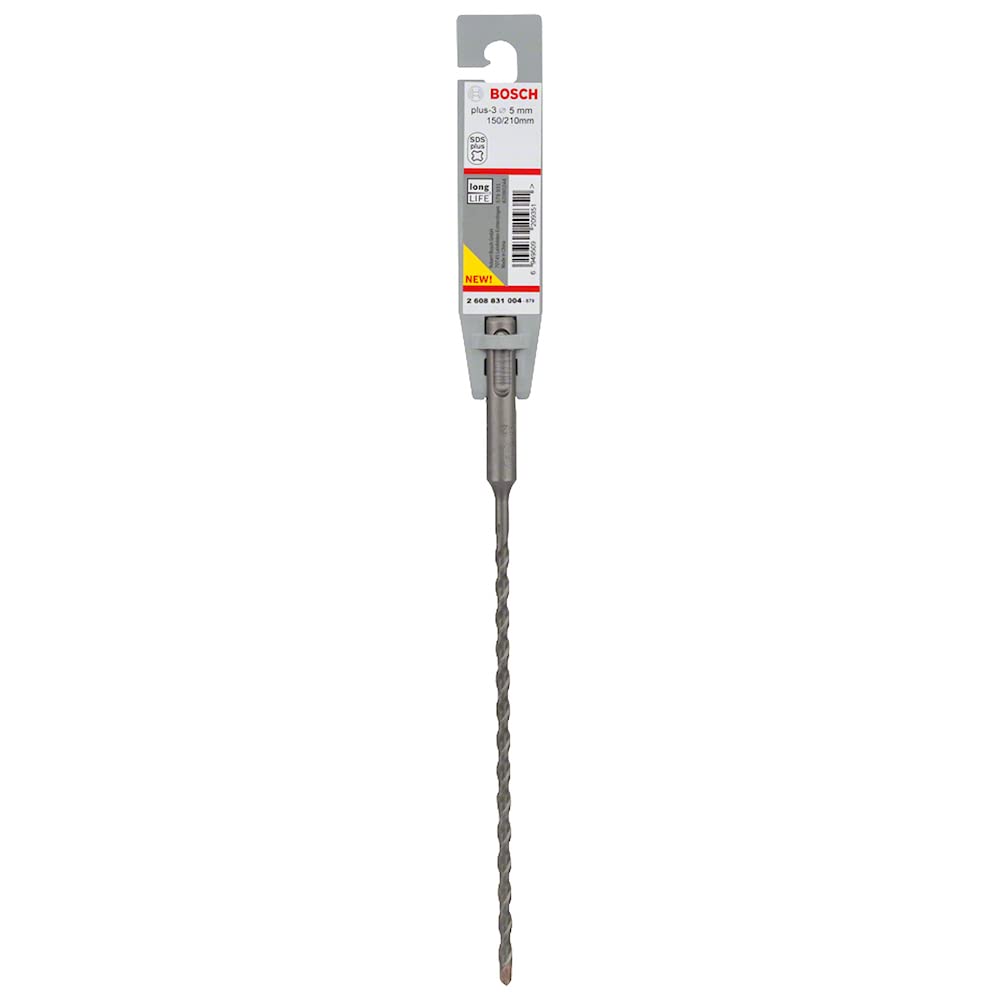 Bosch Accessories 2608831004, SDS Plus - 3 Hammer Drill Bit, Grey, 5 x 150 x 210 mm