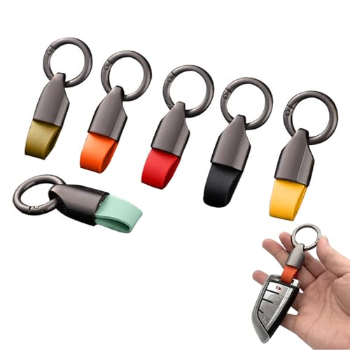Deegbbyi 6 Peças Porta-chaves de Couro, Porta-chaves Versátil, Porta-chaves Portátil, Resistente e Durável, Material de Liga de Zinco, com Fivela de Mola de Anel, para Carro, Escritório, Casa