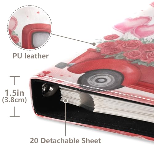 Álbum de Fotos Autoadhesivo DIY Scrapbook Álbum Romántico con Globos Corazón y Camión para San Valentín, Encuadernador de 3 Anillos, 40 Páginas, 8x10 para Memorias miniatura 4