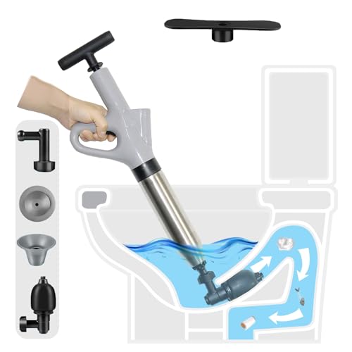 YuuKai Toilet Plunger with Real-Time Barometer, Stainless Steel Drain Clog