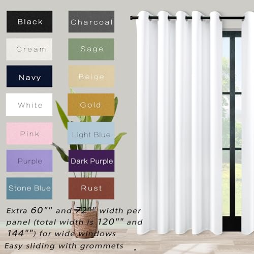 Image of KOUFALL 72x84 Inch Length White Blackout Curtains for Living Room