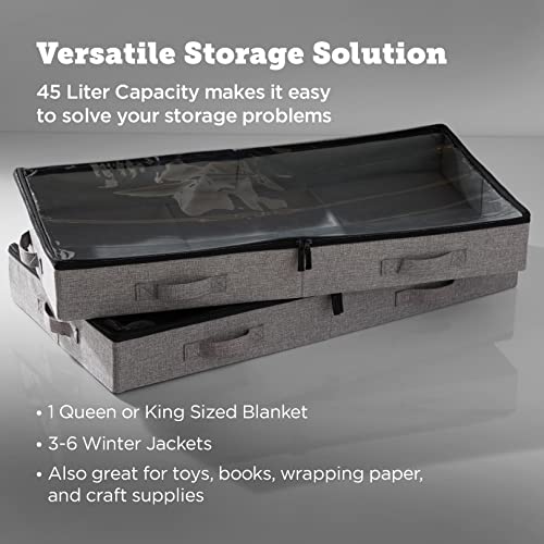 Storagelab Underbed Storage Containers, Storage Bin For Clothes, Blankets, Shoes And Pillows (2 Piece Low Profile Storage - Grey) #TOP3