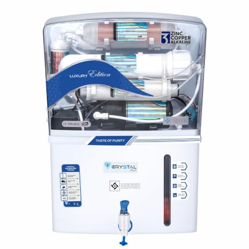 Havok Luxury Edition RO + UV + UF + TDS Controller Water Purifier with Copper + Zinc + Alkaline 3-in-1 Technology | 15 L Storage | Multi-Stage Purification for Home & Kitchen (White)