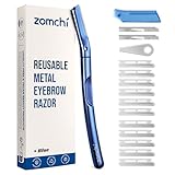 ZOMCHI Dermaplane Razor, Eyebrow Razor and Face Razors for Women & Men, Reusable Eyebrow Trimmer with 11 Blades, Eyebrow Shaver with Protective Silicone Cap - Matte Blue