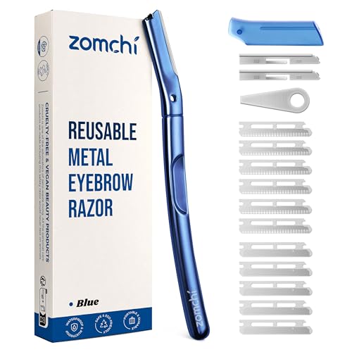 ZOMCHI Rasoir Dermaplane, Rasoir à sourcils et rasoir visage pour femmes et hommes, Tondeuse à sourcils réutilisable avec 11 lames, Rasoir à sourcils avec...