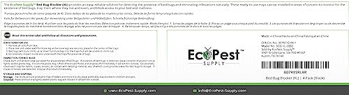 ECOPEST Bed Bug Interceptors  4 Pack | Bed Bug Blocker (XL) Interceptor Traps (Black) | Extra Large Insect Trap for Bed Legs | No Chemicals or Pesticides | Monitor, Detector, and Trap for Bed Bugs