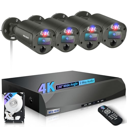 【130° Wide Angle 】 Outdoor Wired Security Camera System, Wired Cameras for Home Security, Home...