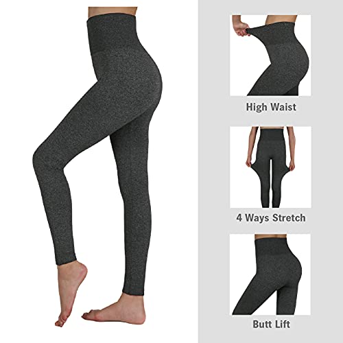 Triunion 3 Pack Thermal Fleece Lined Leggings Women High Waisted Tummy Control Winter Warm Yoga Pants For Workout&Running&Daily Wear,Black/Dark Grey,Size Large/X-Large #TOP1