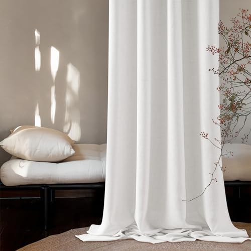 Miniatura 4 de Mrtrees Cortina Lino Blanca De Salon Habitacion Modernas 2 Piezas 140x240 Cm Cortinas Y Visillos Translucidas Para Dormitorio Juvenil Lindas Cortinas De Casa Comedor Con Ojales