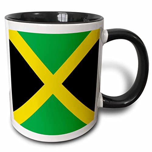 3dRose Flag of Jamaica square - Caribbean Jamaican 11oz Two-Tone Black Mug