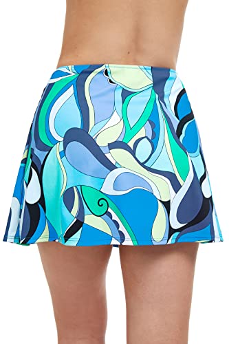 Profile By Gottex Women's Standard Retro Love Skirted Bottom, Multi/Blu, L #TOP3