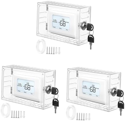 Angoily 3PCS Thermostat Cover with Key, Coverage Door Wall Protector Outdoor Transparent Plastic Nest Thermostat Protectivefor Home