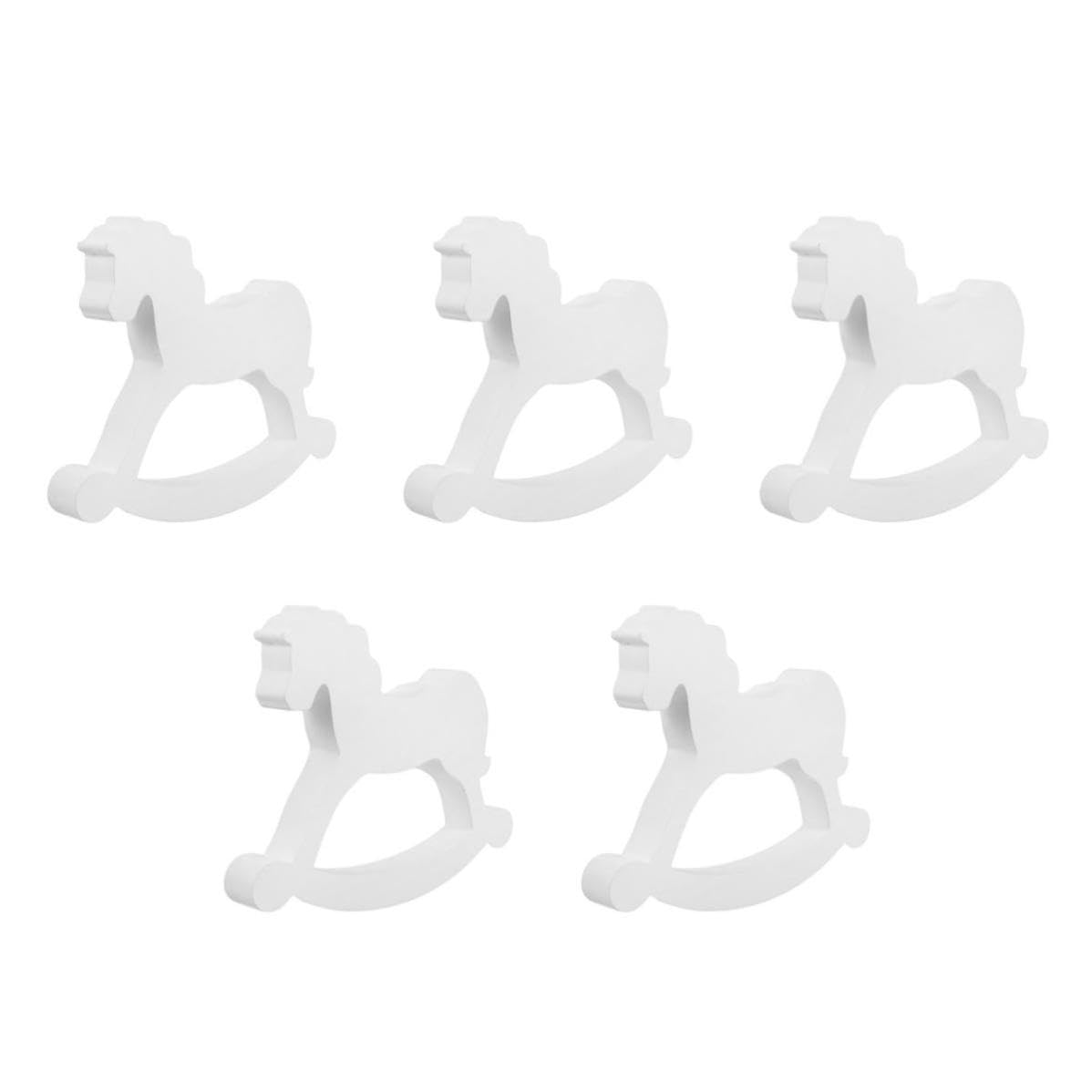 FRCOLOR 5 Pièces Décoration de Noël Suspendue Cheval Blanc en Bois,