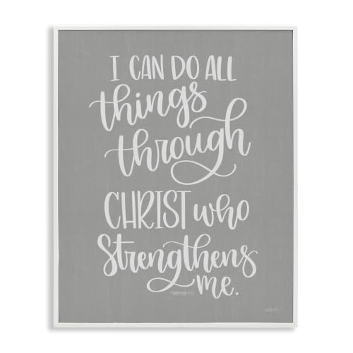 Stupell Industries Can Do All Things Through Christ Motivational Spiritual Phrase, Design by Imperfect Dust Grey 11 x 14