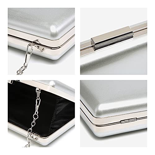 Dasein Women Evening Purses Clutch Bags Formal Party Clutches Wedding Purses Cocktail Prom Handbags (Patent Leather Silver) #TOP5