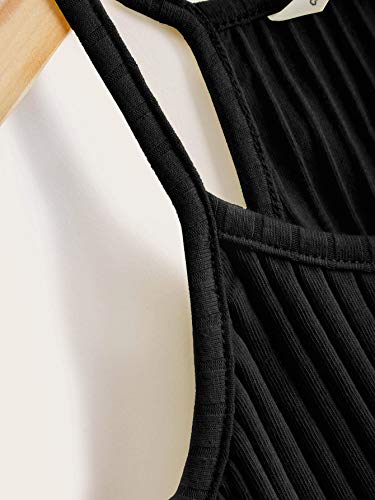 Romwe Girl's Ribbed Knit Camisole Sleeveless Racerback Crop Cami Tank Tops Black 11-12Y #TOP2