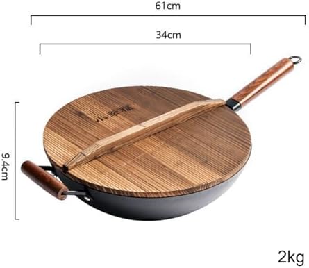Induction Wok with Lid Non Stick and Detachable Handle Large Wok Pan for Induction Gas and Electric Hobs,32cm (34cm)