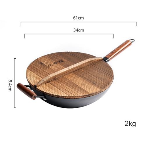 Wok de Hierro Fundido con Tapa de Madera 32 cm miniatura 7