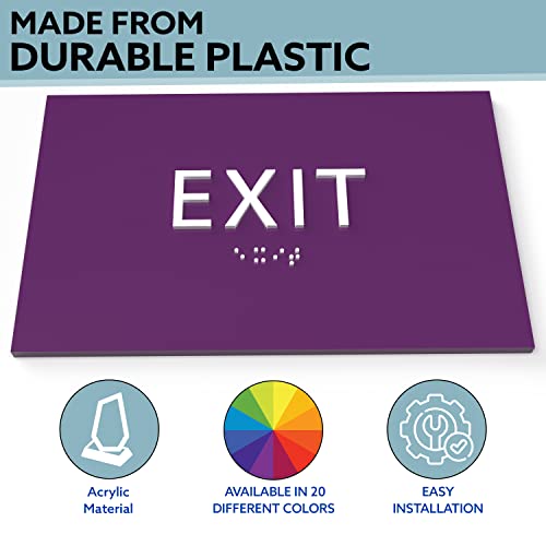 Ada Central Signs - 6"X4" Exit Sign - Tactile Graphics Grade 2 Braille Text | Modern Utility Wall Mount Ada Compliant Plastic Signs For Schools, Offices, Businesses, Apartments & Restaurants #TOP3
