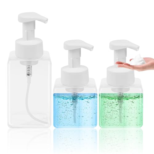 REAQUE 3 distributori di sapone (250 ml + 450 ml) dispenser di sapone in schiuma, dispenser trasparente per schiuma di sapone, design antigoccia, per cucina e bagno, JKH-003-JP