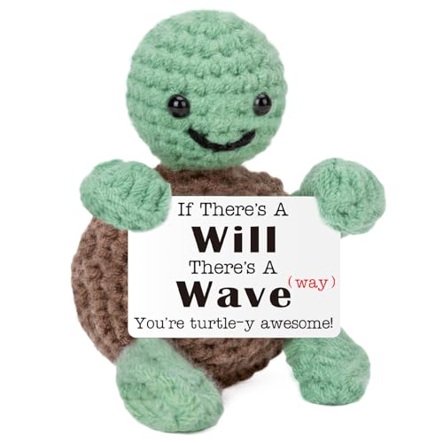 Inspirational Turtle Crochet Gifts with Positive Quote for Women Men