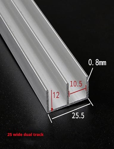 Riel para puerta corrediza de vidrio de 2,5 cm de ancho con polea de aleación de aluminio, 2 uds 2