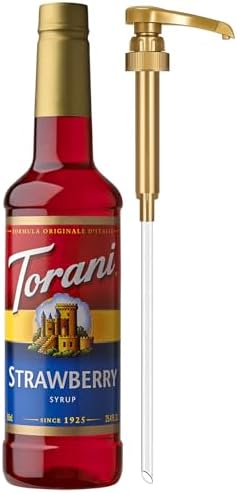 Torani Syrup, Strawberry Flavoring for Drinks, Pump Included, 25.4 Fl Oz