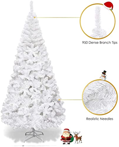 Generic Chefjoy White Artificial Christmas Tree, Christmas Pine Tree With Sturdy Metal Base, Branch Tips Indoor Outdoor Holiday Christmas Tree Decoration, Easy Assembly White Xmas Tree #TOP2