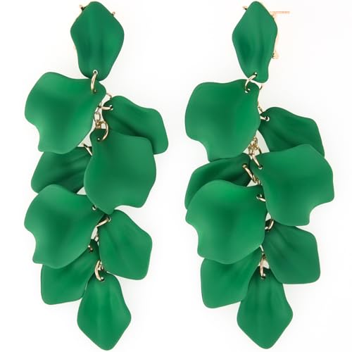 Layered Tassel Bohemian Dangle Earrings, Acrylic Rose Petal Drop Earrings Holiday Festive Costume Earrings Gift for Women