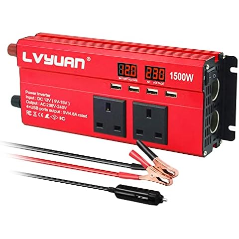LVYUAN 1500W Car Power Inverter with USB Cover