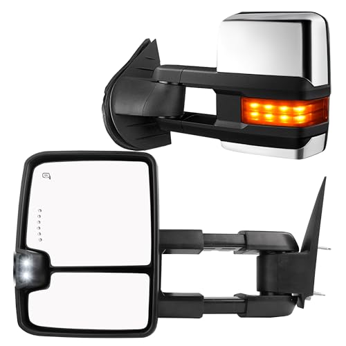 AUTOSAVER88 Towing Mirrors for Chevy Silverado GMC Sierra 2003-2007 Chrome