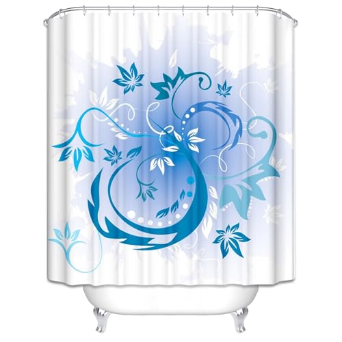 Rideau de douche de qualité supérieure en tissu bleu à oeillets