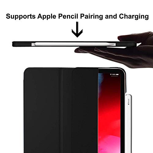 Image of DuraSafe Cases for iPad PRO 11 Inch 1st [ PRO 11 2018 1 Gen ] A1980 A1934 A2013 A1979 MTXN2HN /A MTXP2HN /A MTXR2HN /A Trifold Hard Smart PC Translucent Back Cover - Black