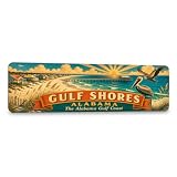 Gulf Shores Vintage WPA Poster Metal Sign — Alabama Souvenir Wall Decor