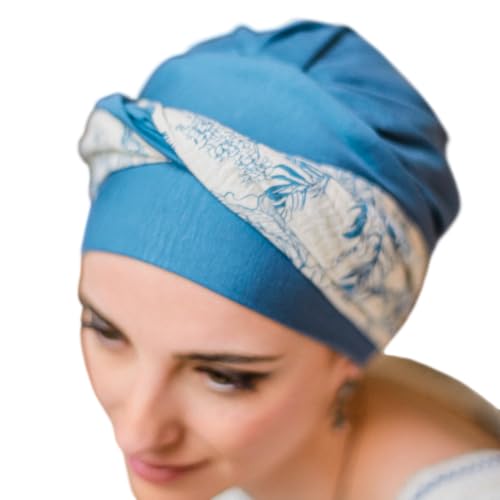 CAREBELL Turbante Oncológico Elegance Selvatik Mujer – Pañuelo Quimioterapia Transpirable de Bambú, Gorro Alopecia Sin Costuras, Diseño Estampado Natural Elegante, Ajuste Cómodo y Fácil