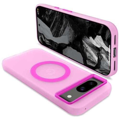 ONETIAOLONG Google Pixel8a ケース MagSafe対応 クリア 耐衝撃 グーグル ピクセル 8a マグセーフ対応 カバー PC背面 TPU スマホケース ストラップホール付き 滑り止め 落下防止(レッド)