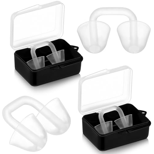 Relaxweex Swimming Nose Plugs for Adults Men Women, 2 Sets Silicone White Nose Clip with Plastic Clear Storage Case, Waterproof Nostril Plugs Swimming Protectors for Swim Diving Water Sports