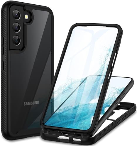 CENHUFO for Samsung Galaxy S22 5G Case Built-in Screen Protector, Military Grade Shockproof Clear Cover 360°Full Body Protective Rugged Bumper Phone Case for Samsung S22 5G -Black