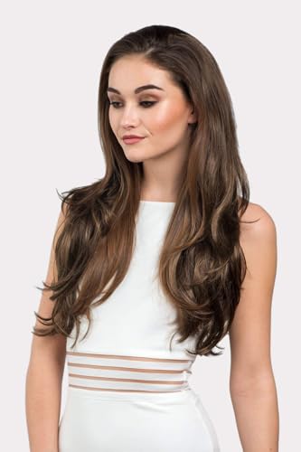 Demi-perruque boucles souples Laila postiche bicolore marron pour sublimer vos soirées